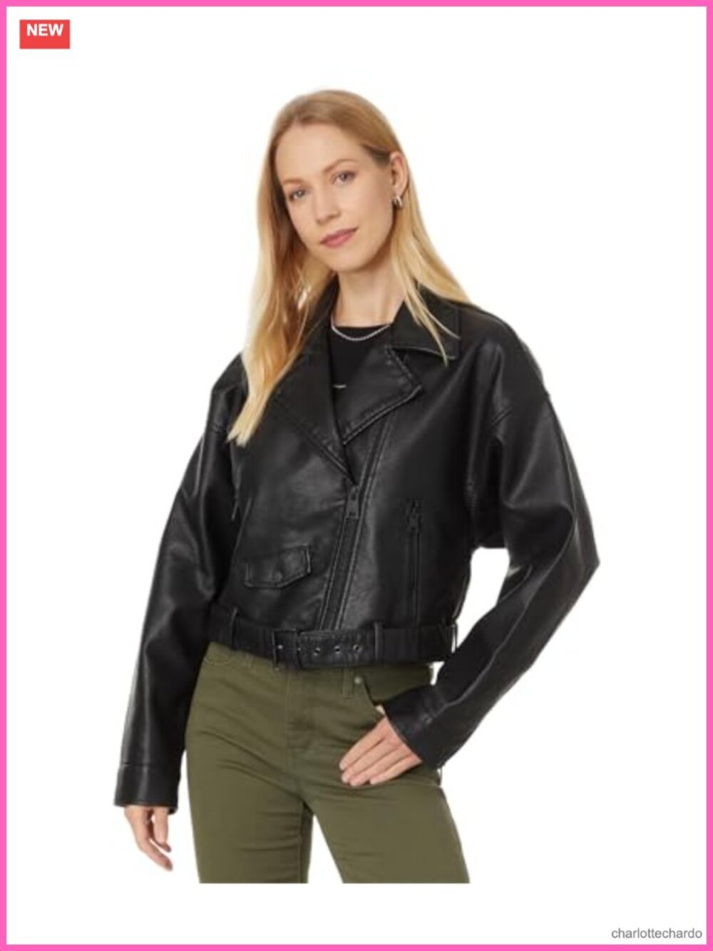 Faux Leather Cropped Moto Jacket